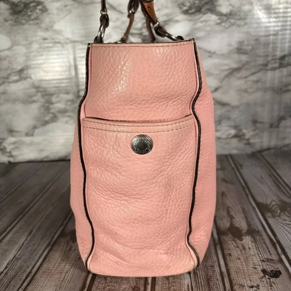 Coach Pink and Brown Leather Tote Bag Purse Double Handles - Picture 2 of 14